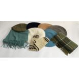 A Swaledale Woollens tweed cap, together with four Blancq-olibet berets and one Seaburger angora