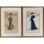 Two colour illustrations from 'La Mode Pratique' 1904, each 29x17cm; together with one other