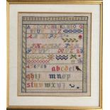 A 20th century alphabet and number sampler, 34x29cm