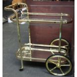 A gilt metal and mirrored contemporary hostess trolley