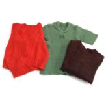 A Toast wool jumper, size M; a red wool cardigan; and a wool top (3)