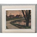 William Warden RBA (1908-1982), village scene, oil on canvas, signed, 30x40cm