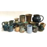 A mixed lot of studio pottery to include Katkin Tremayne, Lamorna, Derek Myer, Kenneth Moore etc (