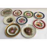 A collection of nine decorative ceramic plates, to include Limoges and Bohemia