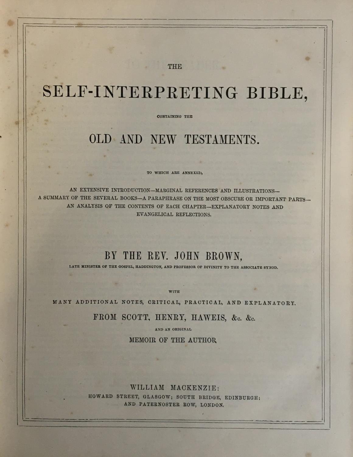 A Victorian bible, published by William McKenzie, with commentaries of Scott, Henry & Haweis, - Image 2 of 2