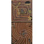 An Aboriginal Australian work on canvas, probably by a Warlpiri artist, 60x125cm