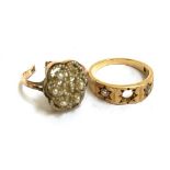 A 18ct gold ring set originally with 3 diamonds but middle diamond missing, gross weight 4.7g,