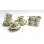 A Royal Doulton Lambethware 'Bredon Hill' part tea set; together with 'Somerset' pattern saucers, 25