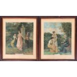 Two 19th century coloured mezzotints, 'An Interesting Chapter' and 'When I was Young', 56x47cm;