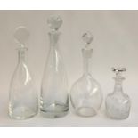 Three good glass decanters; together with a cut glass decanter suitable for Schnapps