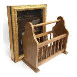 A modern giltwood display cabinet, 44x58cm; together with an oak magazine rack