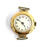 A ladies watch in 18ct gold case, marked HEM, gross weight 15.9g