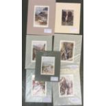 South West interest, seven early 20th century prints, all mounted, 'Liskeard Church', 16x11.5cm; '