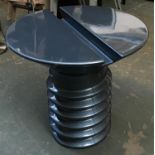 A contemporary molded plastic occasional table in the form a screw, metallic finish, 65cmD, 57cmH
