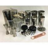 A lot of professional cocktail making equipment to include three Monkey Shoulder cocktail shakers,
