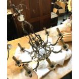 A wrought metal eight arm chandelier, with acanthus decoration, approx. 65cmW