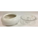 An RCR crystal tazza, 33cmD, boxed; together with a Dutch studio ceramic bowl, approx. 34cmD