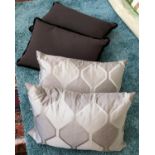 Two pairs of feather filled sofa cushions, the larger approx. 70x40cm