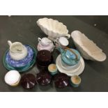 A mixed lot of ceramics to include Denby lidded soup bowls; Palissy; Colclough part tea set, 'The
