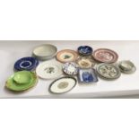 A mixed lot of plates, some decorative, mostly Spode, to include Wedgwood lustre bowl, Denby etc