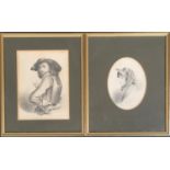 Two 19th century pencil studies, one title 'Chief of a Spanish Banditti', 20x15cm (2)