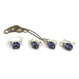 A small selection of jewellery, including faux tanzanite with blue topaz stones pendant, together