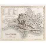 A hand coloured map of Dorsetshire, by Archibald Fullarton, c.1844, in mount, 20.5x25.5