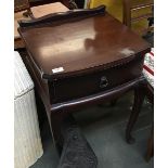 A modern hardwood bedside table, single drawer on cabriole legs, 47x43x67cmH