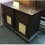 A pair of hardwood bedside cabinets, each comprising drawer and cupboard, 51x47x74cmH