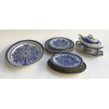 A mixed lot of blue and white ceramics, to include Cauldon, Teutonic and Oxford P&B