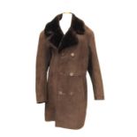 A Uhu double breasted brown sheepskin jacket, made in Switzerland