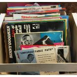 A mixed box of mainly 7" vinyl LPS, to include Benny Goodman, Louis Armstrong, Ella Fitzgerald,