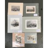 South West interest, a collection of six 19th century prints in mounts, to include 'Old Houses in