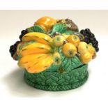 A large decorative ceramic lidded pot in the form of a fruit bowl, marked to base, approx. 30cmD