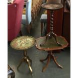 Barley twist oak wine table, together with two other occasional tables