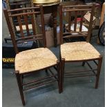 A pair of rush seat occasional chairs