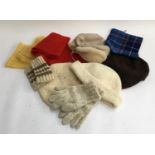 Two vintage mohair scarves, one by Heather Valley; together with a Heather Allan sheepskin hat; a