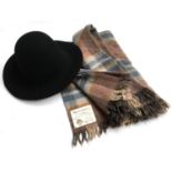 A Christy's London black felt hat; together with a Murray brothers all wool blanket (2)