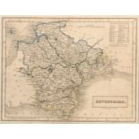 A map of Devonshire, by Sidney Hall, c.1860, published by Chapman & Hall 193 Piccadilly, in mount,