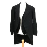 A gent's morning suit, as found, with black waistcoat and striped trousers