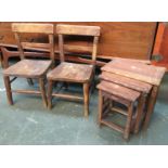 A pair of vintage children's chairs, together with a very small nest of tables