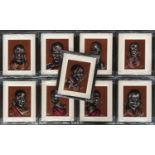 A lot of nine portraits of African tribesman, oil on paper, each 22x16cm