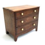 An apprentice piece chest of three drawers with turned bone handles, 22x13x19.5cmH