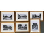 A collection of six black and white framed photographs of 'Old Wonersh', each 14x24cm