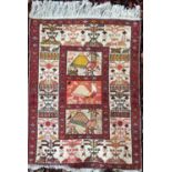 Two Persian figural animal rugs, 97x75cm and 90x162cm