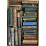 A large box of books, some leather bound editions, mostly poetry, to include Wordsworth,
