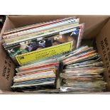 A mixed lot of vinyl LPs and 7" singles to include Queen, Wings, Spanish guitar, classical, jazz,