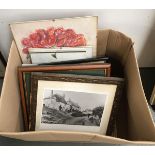 A box of mixed pictures, and two black and white images of Cerne Abbas