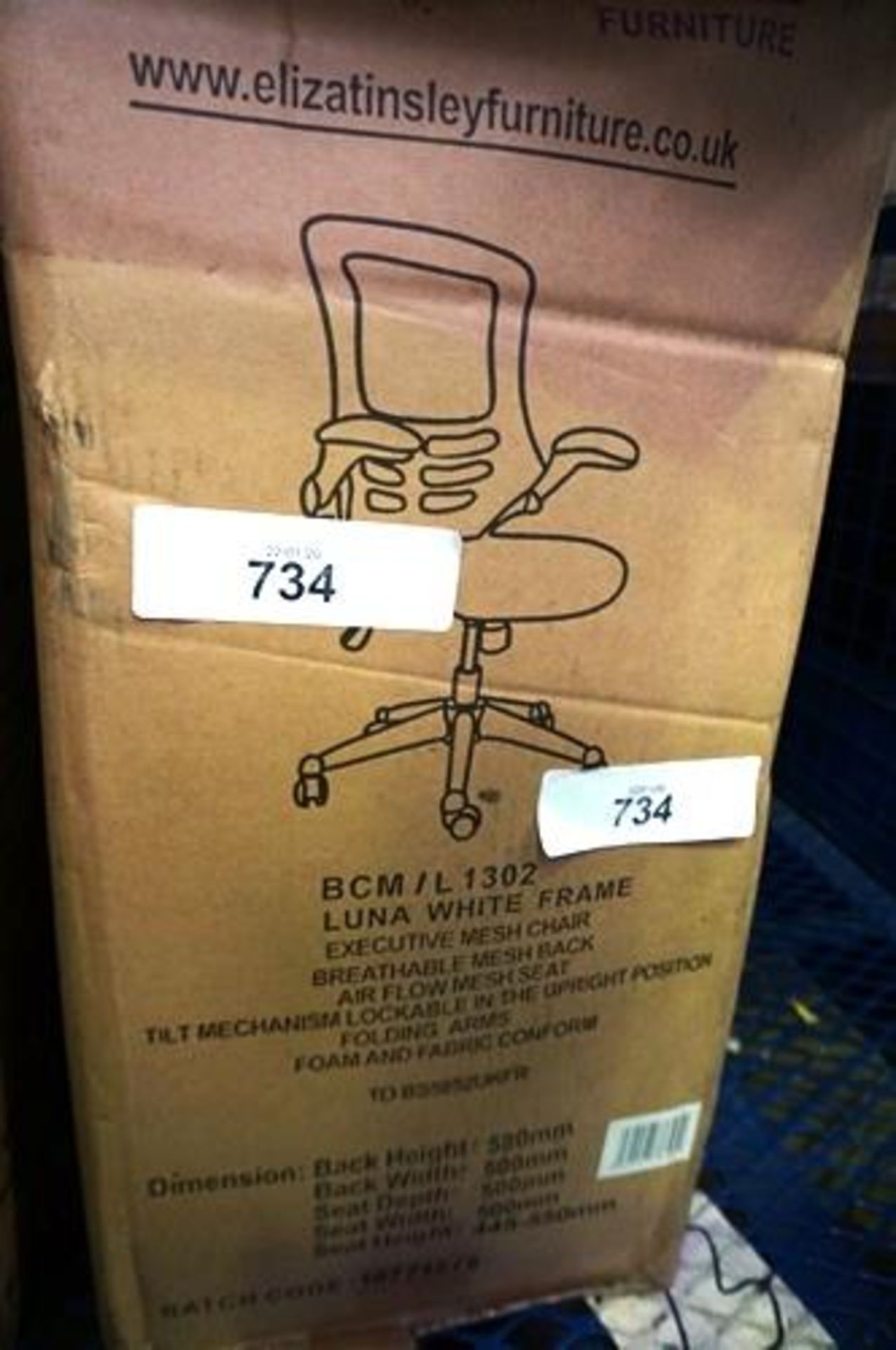 Eliza Tinsley luna white frame executive mesh office chair, code BCM/L1302 - New (GSF25)