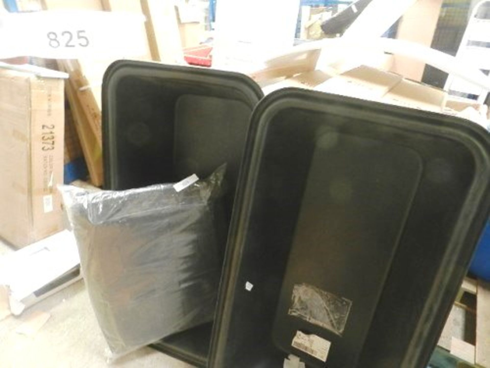 2 x black plastic tubs, tampered design, 125cm(L) x 67cm(W) x 35cm(D) - New (GSF52)